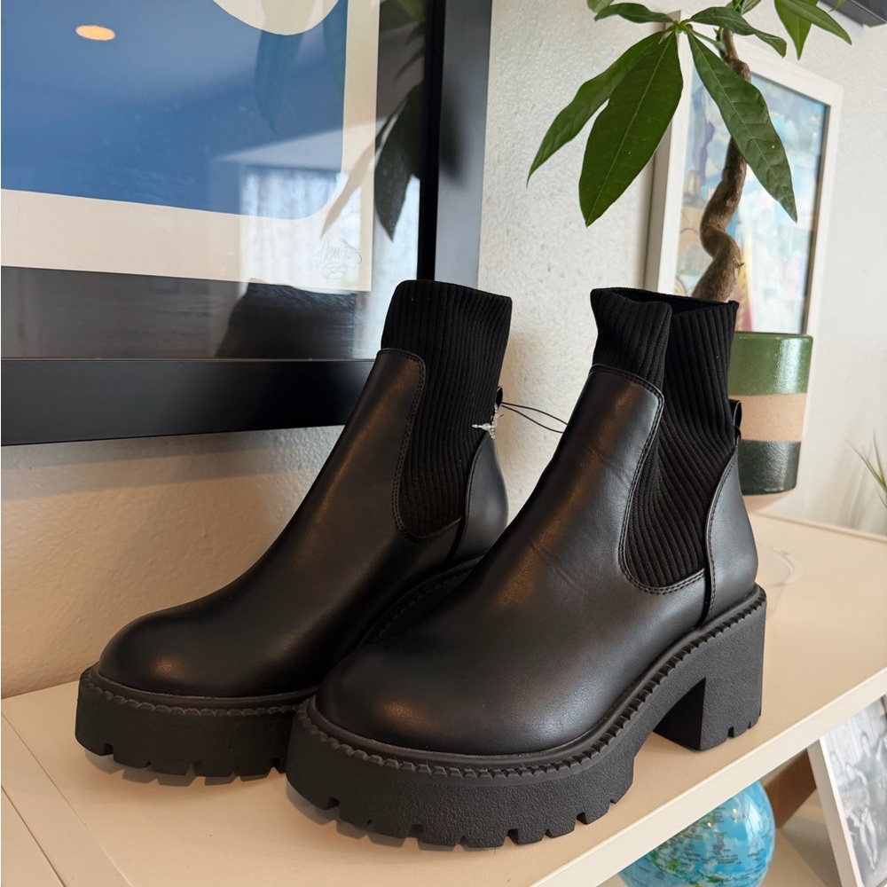 Black Chunky Heel Ankle Boots
